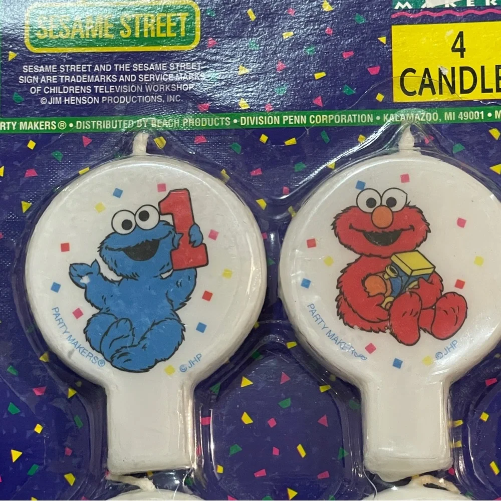 Vintage Sesame Street “You’re 1!” Birthday Cake Candle Elmo Big Bird Cookie New